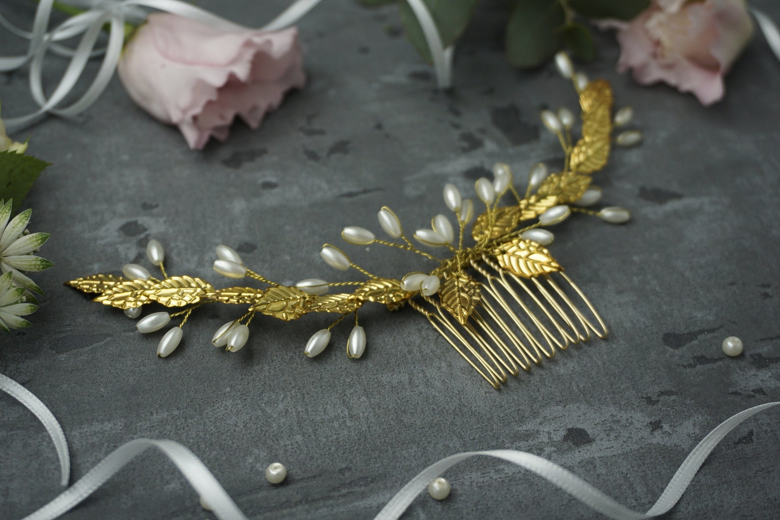 Teyglen Blattperlen-Stirnband – Handgefertigter Haarschmuck Für Hochzeit & Feiern