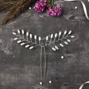 Braut Haarnadeln silber Perlen Haarschmuck für Braut/ Brautjungfer Perlenäste Angelina Belle&#39;s Brides Hochzeit