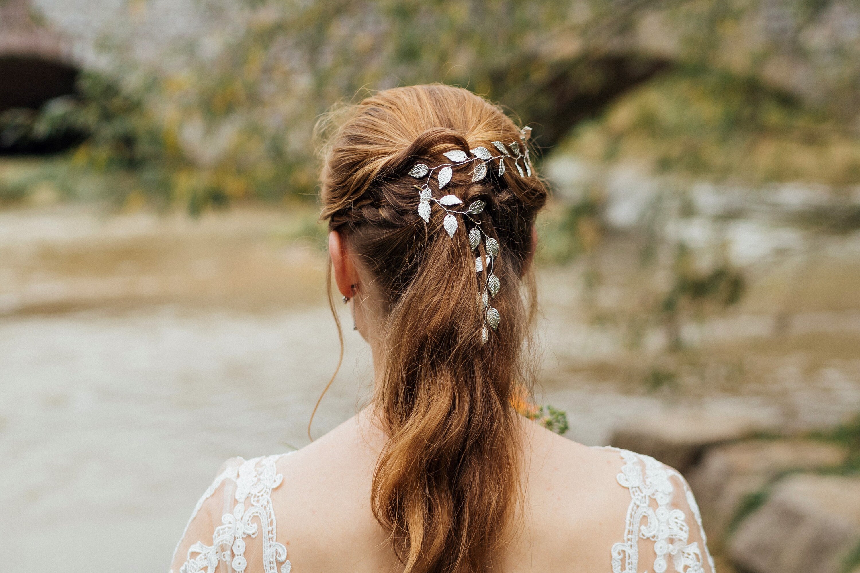 Haarreif Mit Blättern & Ranken – Silber, 35 Cm, Für Braut, Hochzeit, Festival (inkl. Haarnadeln)