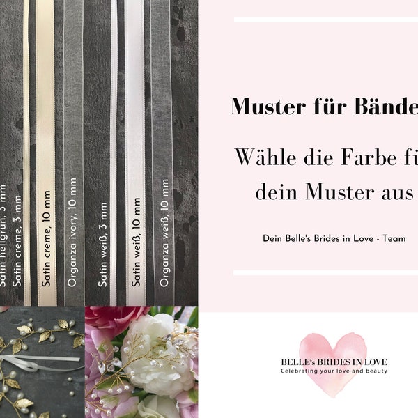 MUSTER Haarband für Haarkränze/ Gürtel/ Haar Accessoires, einflechten: ca. 3 mm - 10 mm x 200 mm