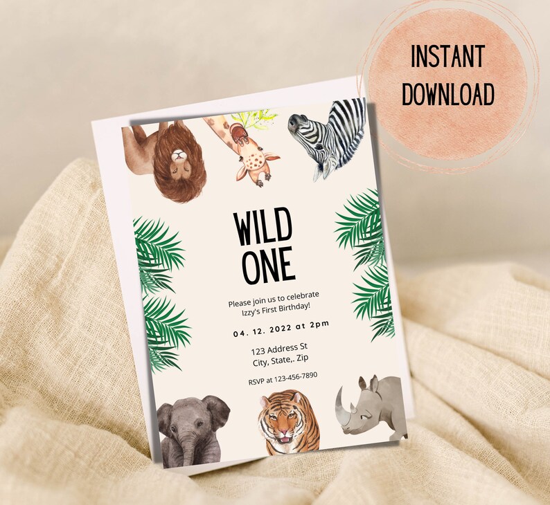 Editable 5x7 WILD ONE First Birthday Invitation Download Printable ...