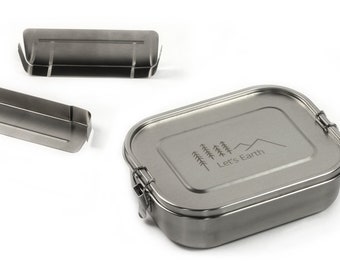Edelstahl Brotdose groß | XXL Lunchbox aus Edelstahl | 1,4 Liter Fassungsvermögen | auslaufsicher | Bento Box mit Unterteilungen aus Metall