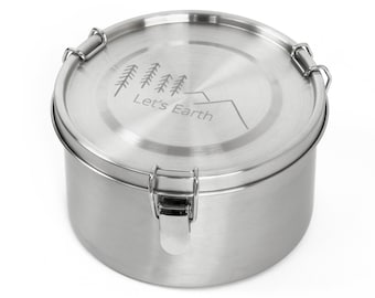 Lunch box in acciaio inox - rotondo - 700 ml (0,7 litri) - grande - lunch box in acciaio inox - perfetto per zuppe - a tenuta stagna