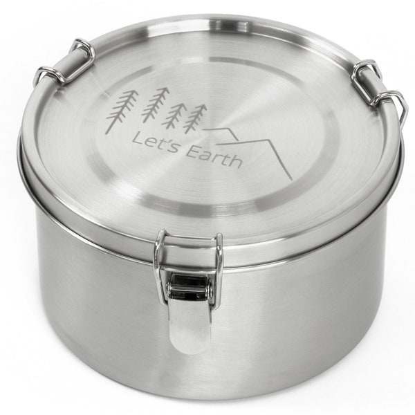 Brotdose Edelstahl - Rund - 700 ml (0,7 Liter) - Groß - Lunchbox aus Edelstahl - Perfekt für Suppen - Auslaufsicher