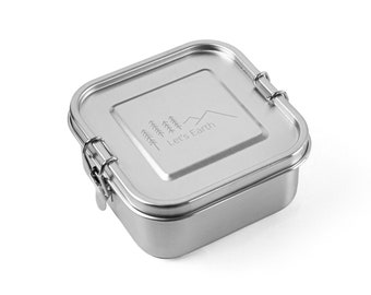 Lunch box stainless steel - square - 740 ml (0.74 liters) - leak-proof - lunch box made of stainless steel - Let's Earth