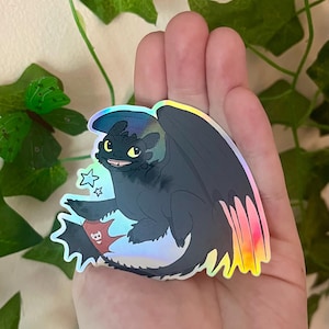 Pegatina holográfica de Toothless // Night Fury