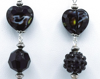 Black Heart Dangle Earrings