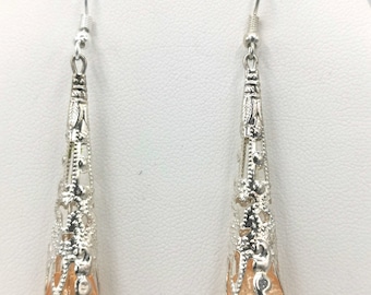 Pendientes colgantes de cristal color melocotón