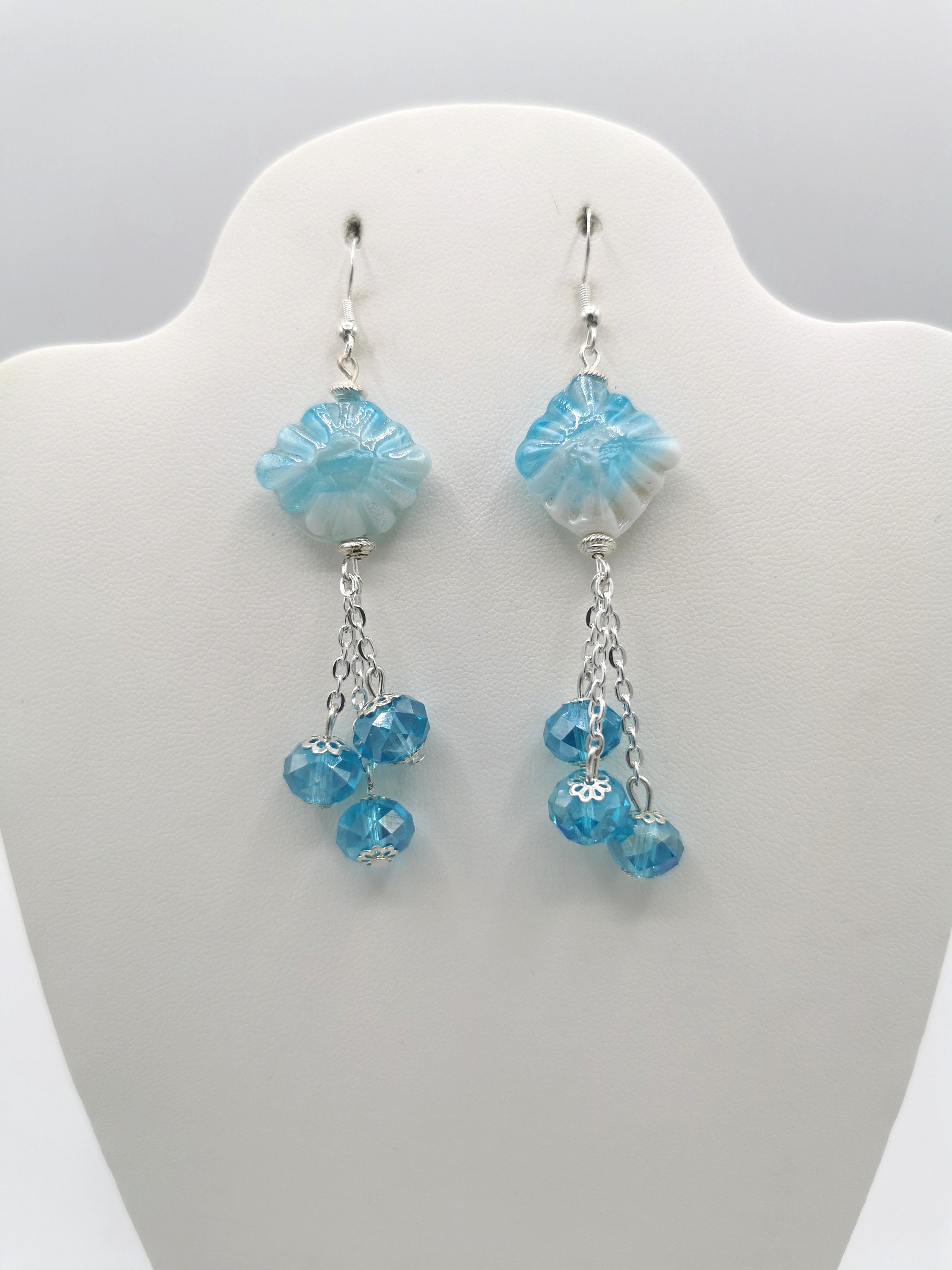 Orecchini Con Monachelle In Acciaio, Pendenti A Goccia Rossi E Perl