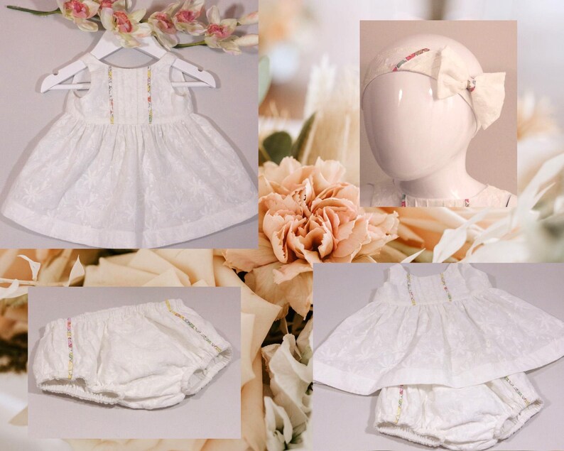Festliches Baby-Mädchen-Outfit: Englische Stickerei und Liberty-Print Bild 2