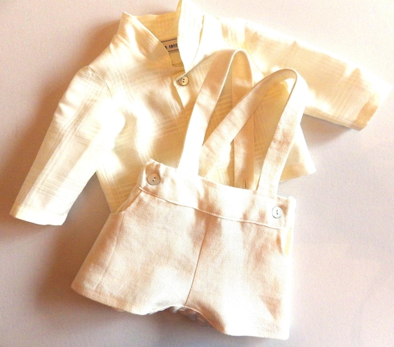Ensemble cérémonie bébé garçon en lin .