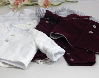 baby boy ceremony set: pleated pants, coordinated shirt. Micro fleece lined jacket