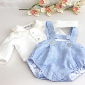 Boy&#39;s ceremony set in pastel linen