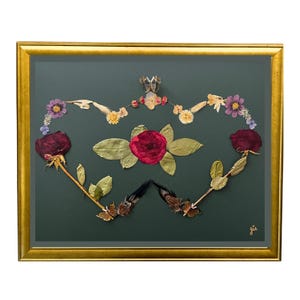 Connected heART ~ Handmade Pressed Flower Art ~ 16&quot;x 20”