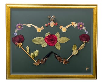 Connected heART ~ Handmade Pressed Flower Art ~ 16&quot;x 20”