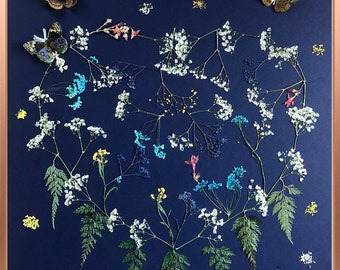 Dream Catcher Heart Handmade Pressed Flower Art 16"x 20” Beautiful Unique Art For Home or Gift for Any Occassion