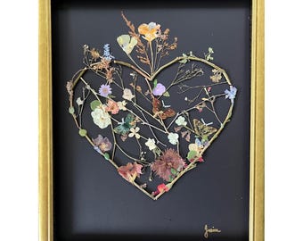 Broken heART ~ Handmade Pressed Flower Art ~ 16&quot;x 20”
