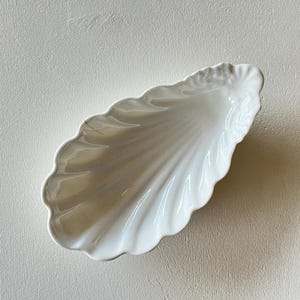 France Antique small dish Ravier White Porcelain Shell Shape French Vintage