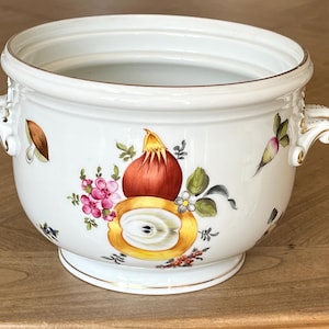 Hungarian Manufacture Herend Porcelain Ice Pot or Planter cover with Fruit, Vegetables and insects