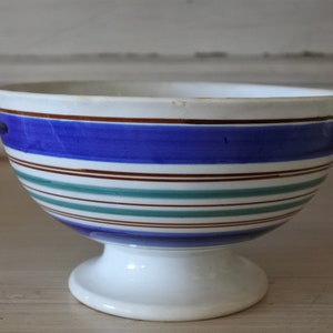 French Vintage BIG Cafe au lait bowl GIEN border pattern large diameter 17cm