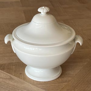 France Antique Creil et Montereau Small Tureen White Soup Bowl French Vintage