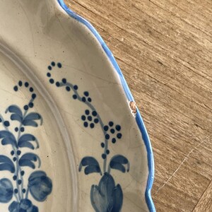 Antique French 18th Century Plate, White-Glazed Brindille Hand Paint Decoration image 5