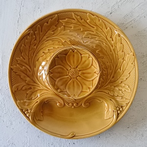France GIEN barbotine Artichoke Plate French Vintage Majolica
