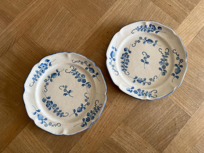 Antique French 18th Century Plate, White-Glazed Brindille Hand Paint Decoration image 19