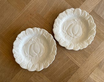 Platos de postre Sarreguemines Barbotine Quince: Conjunto vintage francés