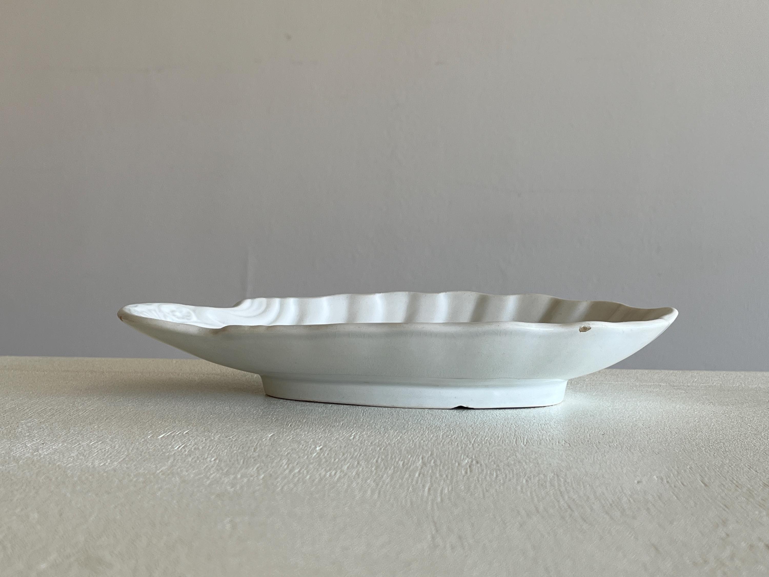 France Antique Creil Et Montereau White Ravier Shell Relief