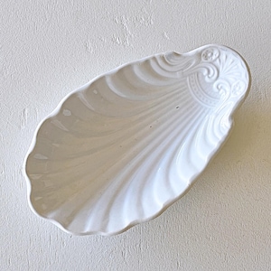 France Antique Creil et Montereau White Ravier Shell Relief French Vintage
