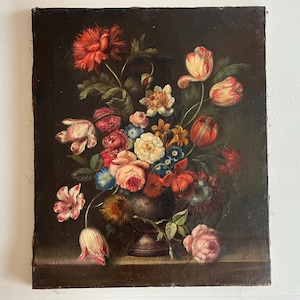19th Century Italienische Malerei Stillleben Ölgemälde Blumenkomposition 70 x 58 cm #2