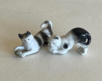 Set of 2 Germany Antique SMALL Porcelain Kitty Cat German Vintage European