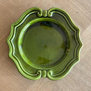 French Vintage Pottery Pichon Uzès Olive Green Dessert Plates #1 #2 #3
