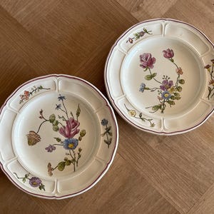 Set of 2 France Antique HBCM Flowers deep plates soupe bowl French Vintage #2