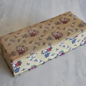 フランス ヴィンテージ カルトナージュ ボックス イエロー ローズ パターン 24 x 10.2 cm #2 フランス アンティーク