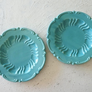 Set of 2 French Vintage Turquoise Plates A B South of France Provence plates #1 or #2