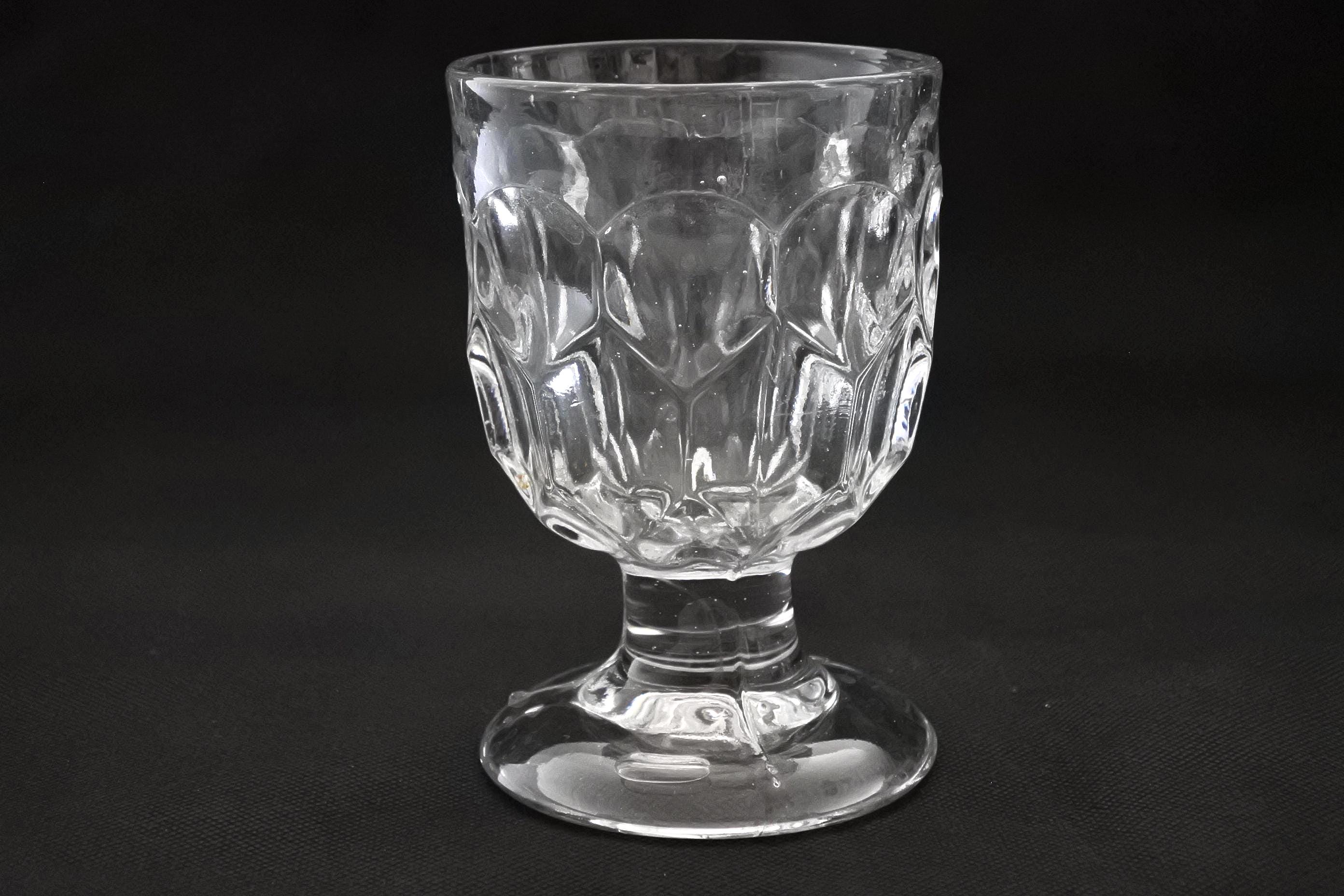 French Vintage Thick pressed glass goblet height 12.7cm #1 or #2