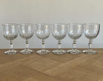 France Antique Set of 6! Beveled Glasses height 14.5cm French Vintage