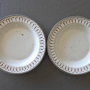 JUEGO DE 2 platos hondos de loza antigua francesa de principios del siglo XIX Terre de Pipe Vintage francés n.º 2