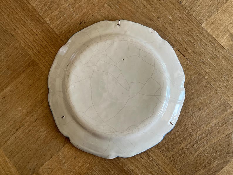 Antique French 18th Century Plate, White-Glazed Brindille Hand Paint Decoration image 17