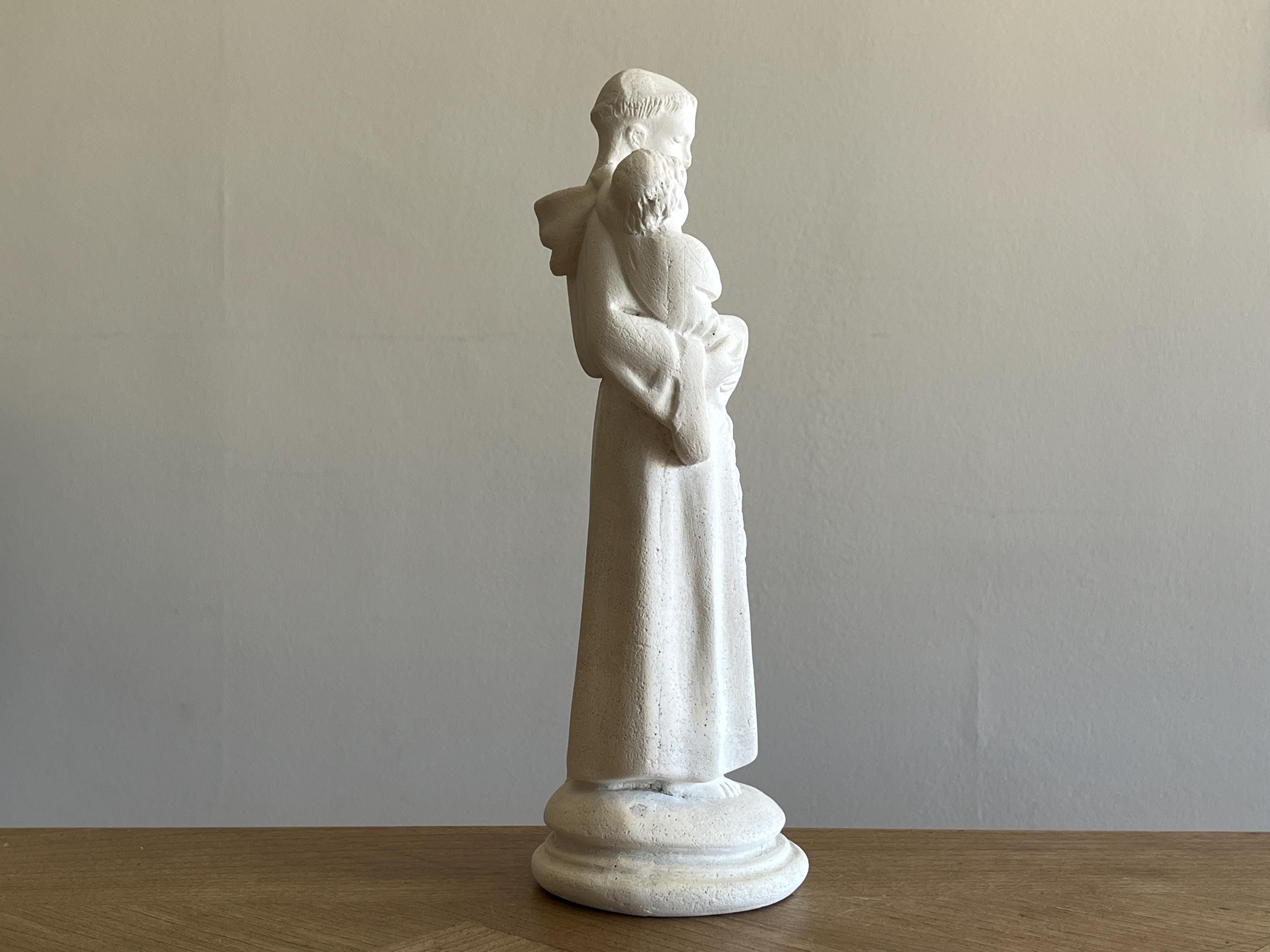 French Antique Religious Statue of Saint Anthony in Plaster France