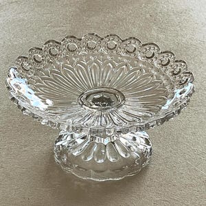 France Antique Small pressed glass compotier, diameter 16.3cm French Vintage