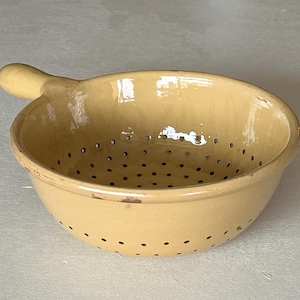 South France Antique APT faience Yellow glaze pottery colander passoire French Vintage