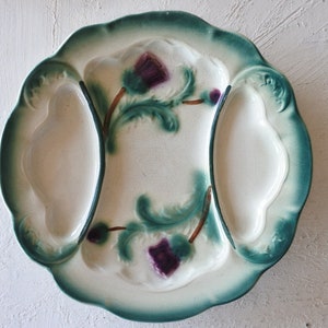 A France Antique Barbotine Majolica DIGOIN Plate French Vintage Oyster Asparagus plate price for one piece