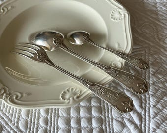 Antique French Silver Plated Cutlery Set, Rococo Monogram