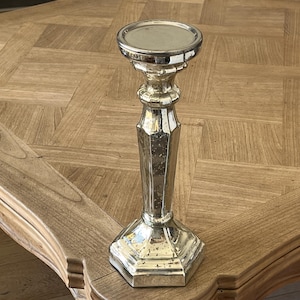 France Antique Mercury Glass Hexagonal Candle holder, Height 30.7cm French Vintage
