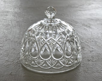 French Antique Vintage Pressed Glass Cloche Cake Dome Cheese Dome 15.2cm diameter