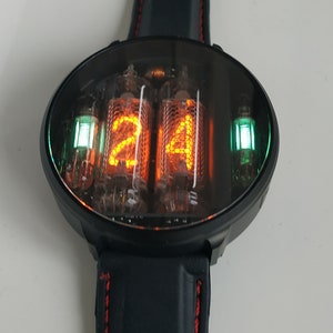 NIWA Nixie watch. IN-16 tubes. Black  case. Wristwatch for him. Great as a gift.