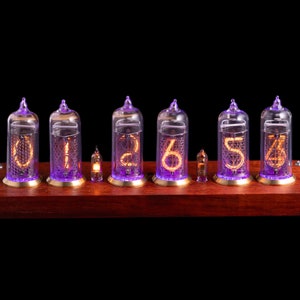 IN-14 Montre Nixie. 6 tubes. Coffret en bois. Horloge de bureau. Grand cadeau. image 3